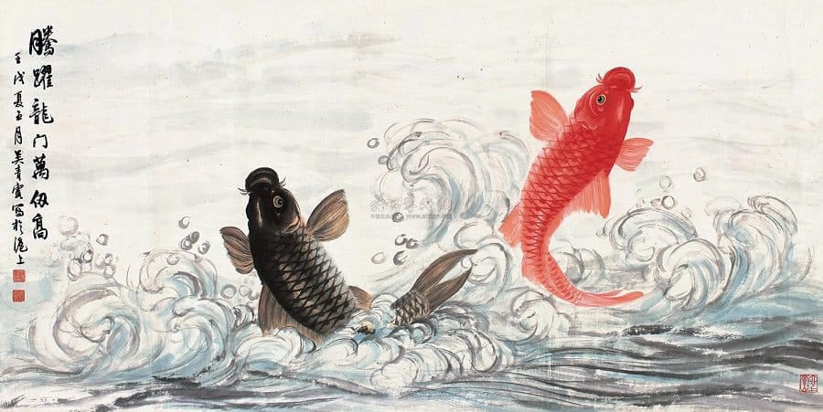 Sự tích cá chép hóa rồng và tượng cá chép vượt Vũ môn trong nhà
