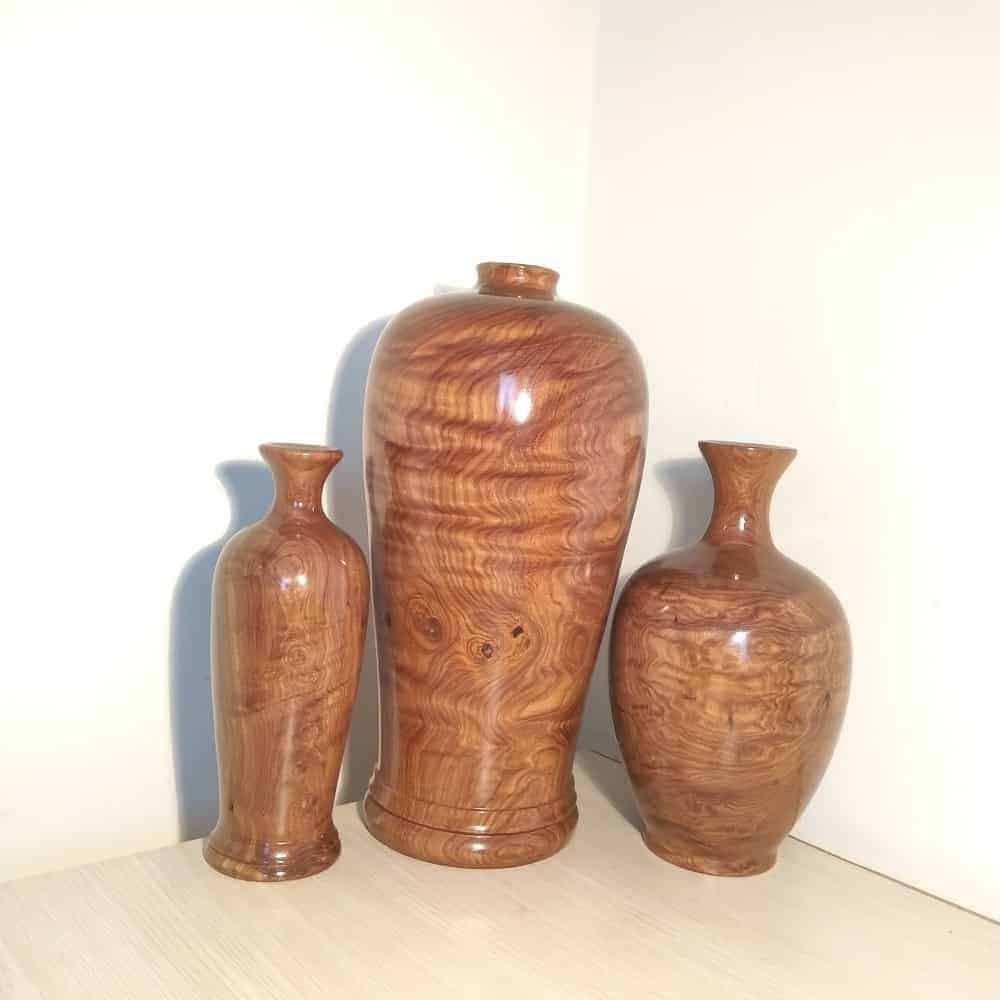 Bình phay nghệ thuật tài lộc gỗ cẩm, thủy tùng, gỗ hương, trắc Việt - 17